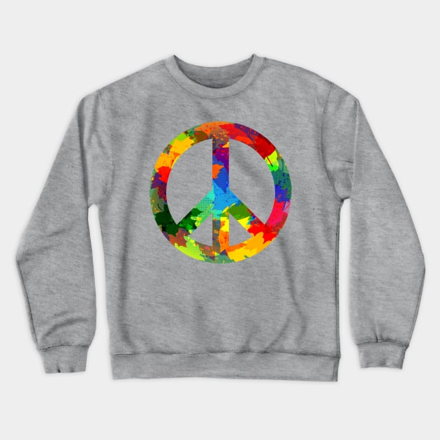 Peace symbol bright colors hippie style Crewneck Sweatshirt by pickledpossums